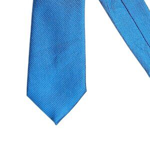 Dockers Solid Blue Tie Mens 59.5” Textured Preppy Corpcore Polyester Classic New
